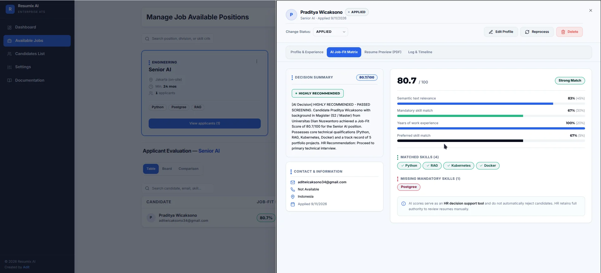 Resumix AI — Private Candidate Screening Platform